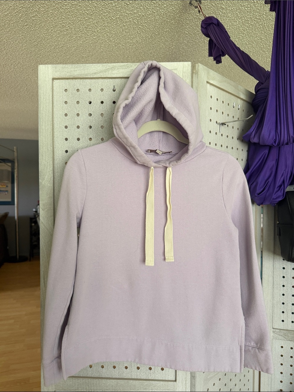LOFT Lavender Hooded Sweatshirt with Cream Drawcords